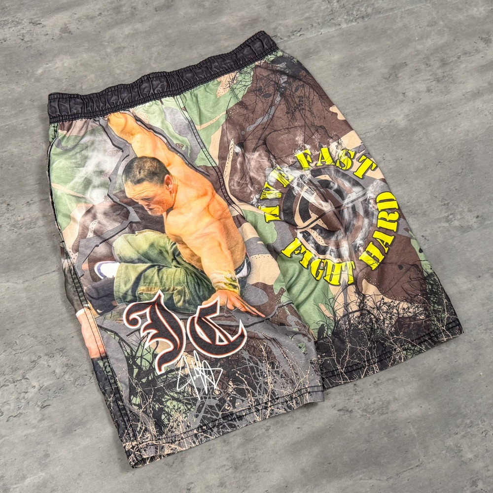 Y2K 2000's 00's WWE John Cena Camo Baggy Relax Fit Wide Board Swim Shorts